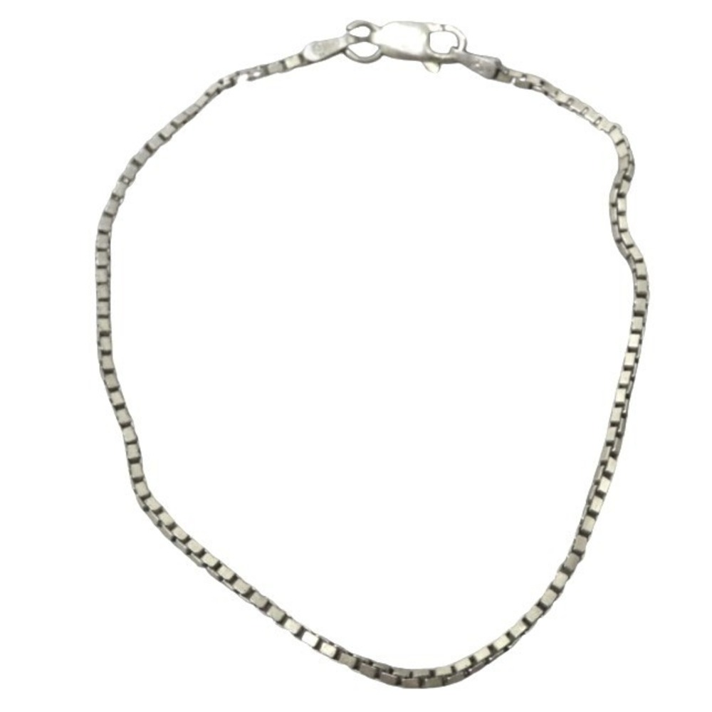 Vintage Milor Italy Sterling‎ Silver 925 Box Chain Lobster Closure Bracelet 7.5"